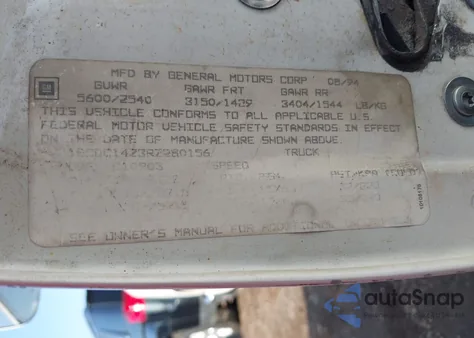 1994 Chevrolet Gmt-400 C1500 z USA, uszkodzony, nr VIN 1GCDC14Z3RZ280156